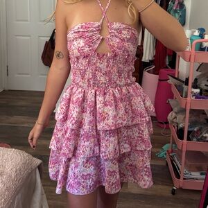 SHEIN Pink Floral Fabric